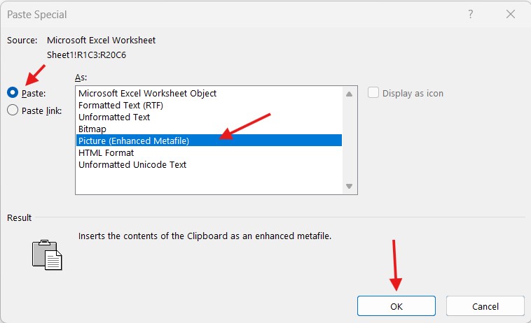 Copy Tables from Excel to Word4