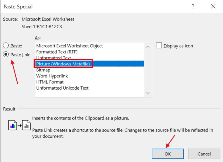 Copy Tables from Excel to Word5