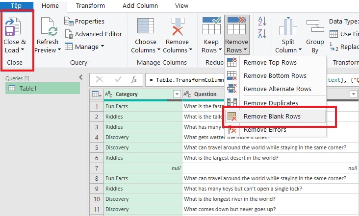 Delete Blank Rows in Excel9