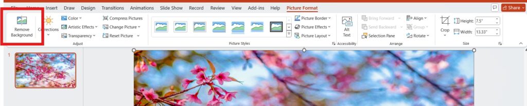 Instructions on how to blur images in PowerPoint