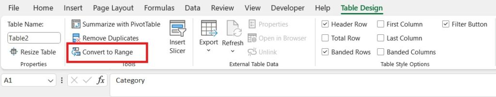 How to create tables in Excel7