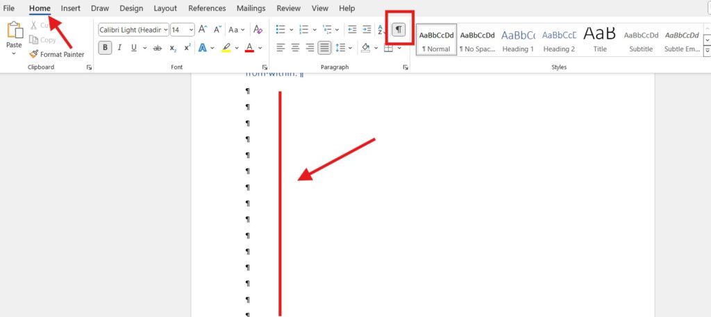 How to delete blank pages in MicrosoftWord using Paragraph