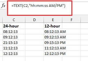 How to convert time from 12-hour to 24-hour format and vice versa in Excel