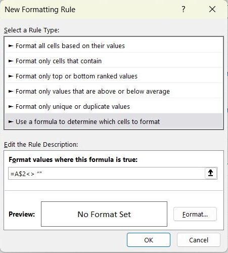 Automatically Add Borders to Cells in Excel with New Rule