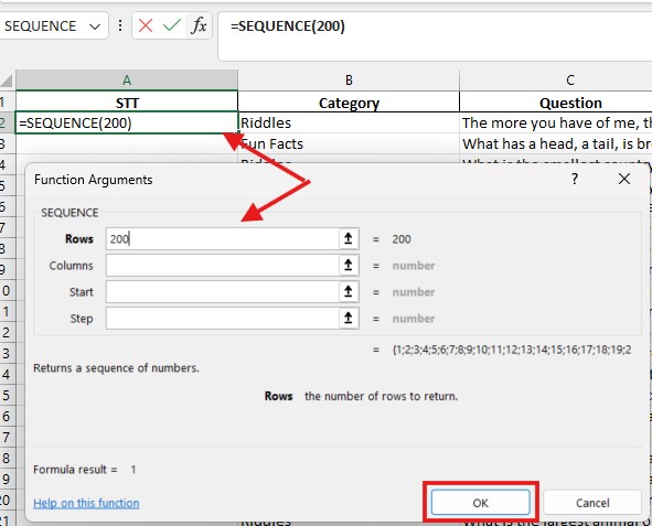 How to number rows in Excel 2