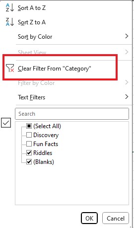 V. How to remove filters or filter results when you don't want to use them