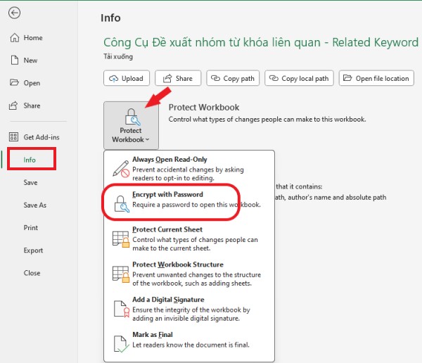 set a password for Excel files 3