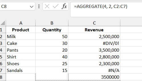 AGGREGATE function in Excel 1