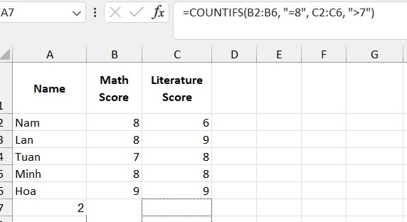 Count Cells in Excel2