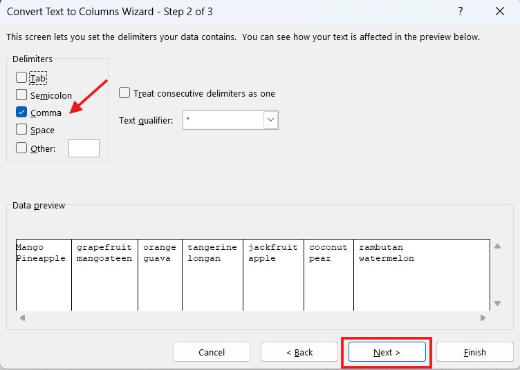 How to Split Text in Excel into Rows or Columns