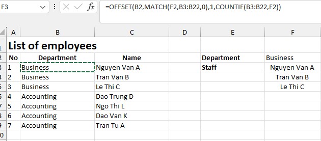 OFFSET Function In Excel 2