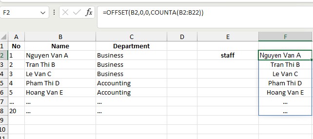 OFFSET Function In Excel 3