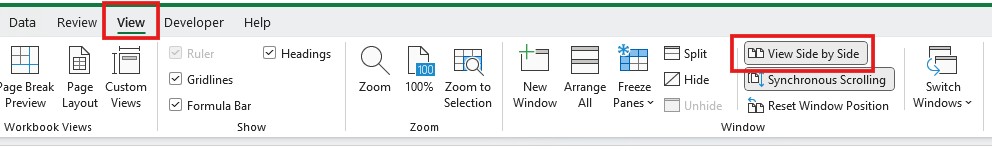 How to View Two or More Excel Sheets Side by Side